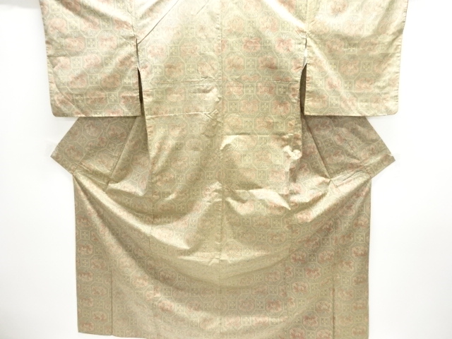 JAPANESE KIMONO / OMESHI / NISHIJIN-ORI / WOVEN FLOWER SHOKKO PATTERN